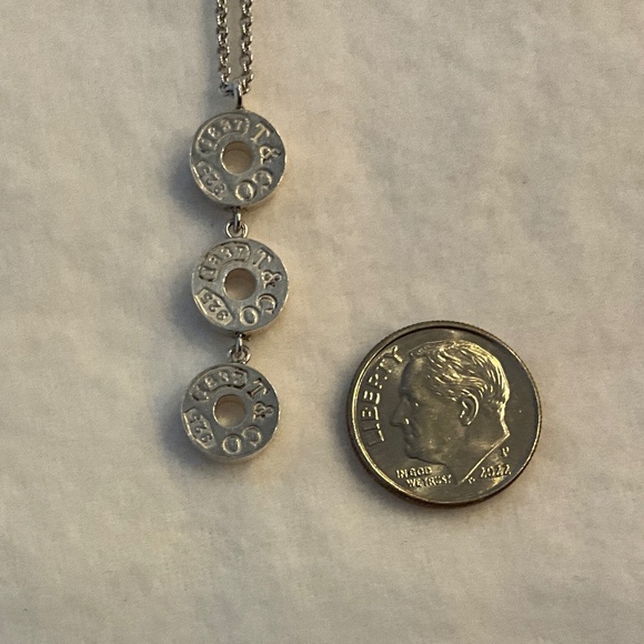 TIFFANY & CO. Vintage 1837 Sterling (925) Three Disc Drop Pendant Neckla… - Picture 7 of 9